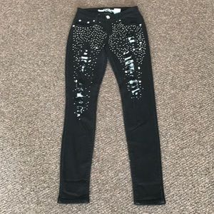 Rhinestone embellished black jeans!